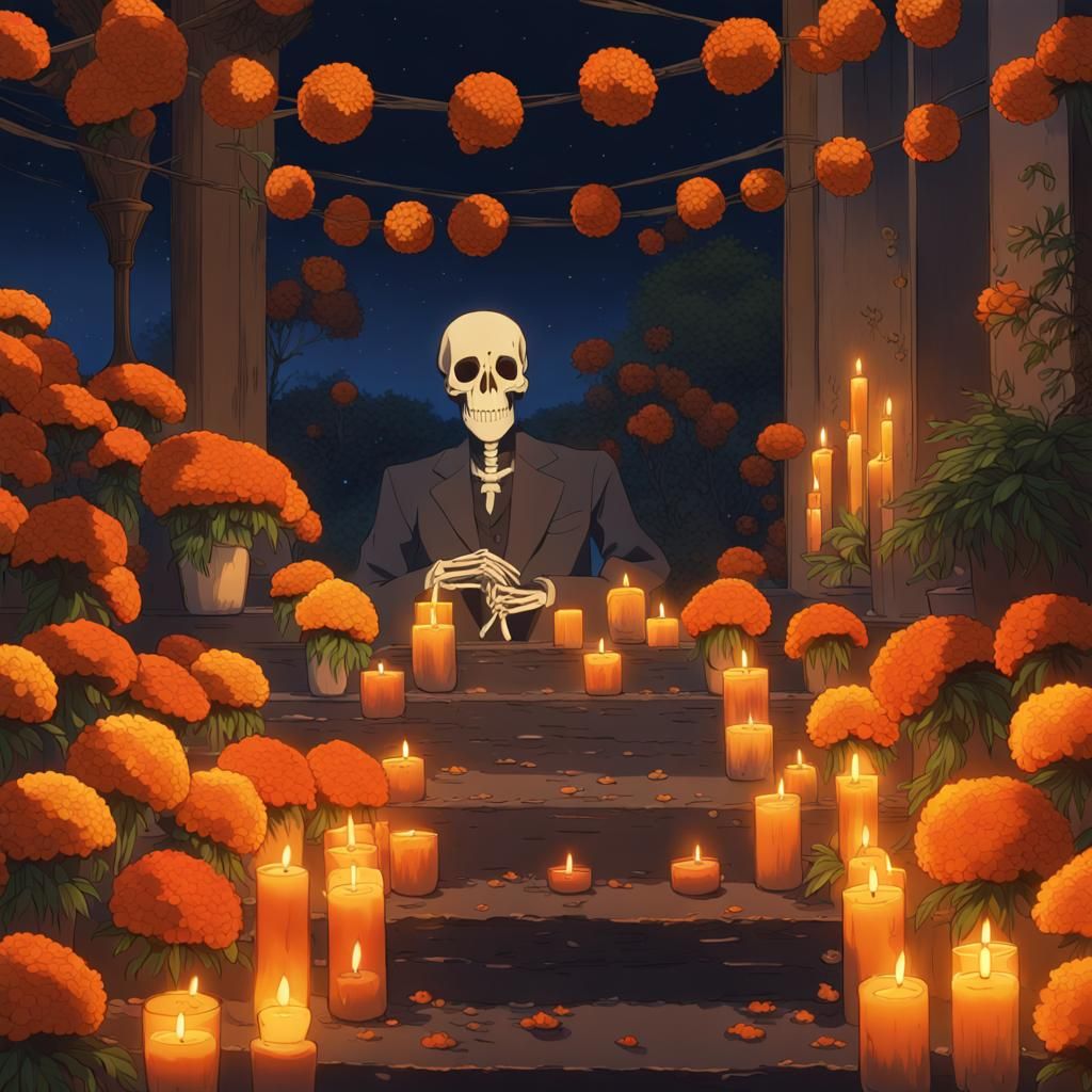 Day of the Dead in Studio Ghibli Anime Style