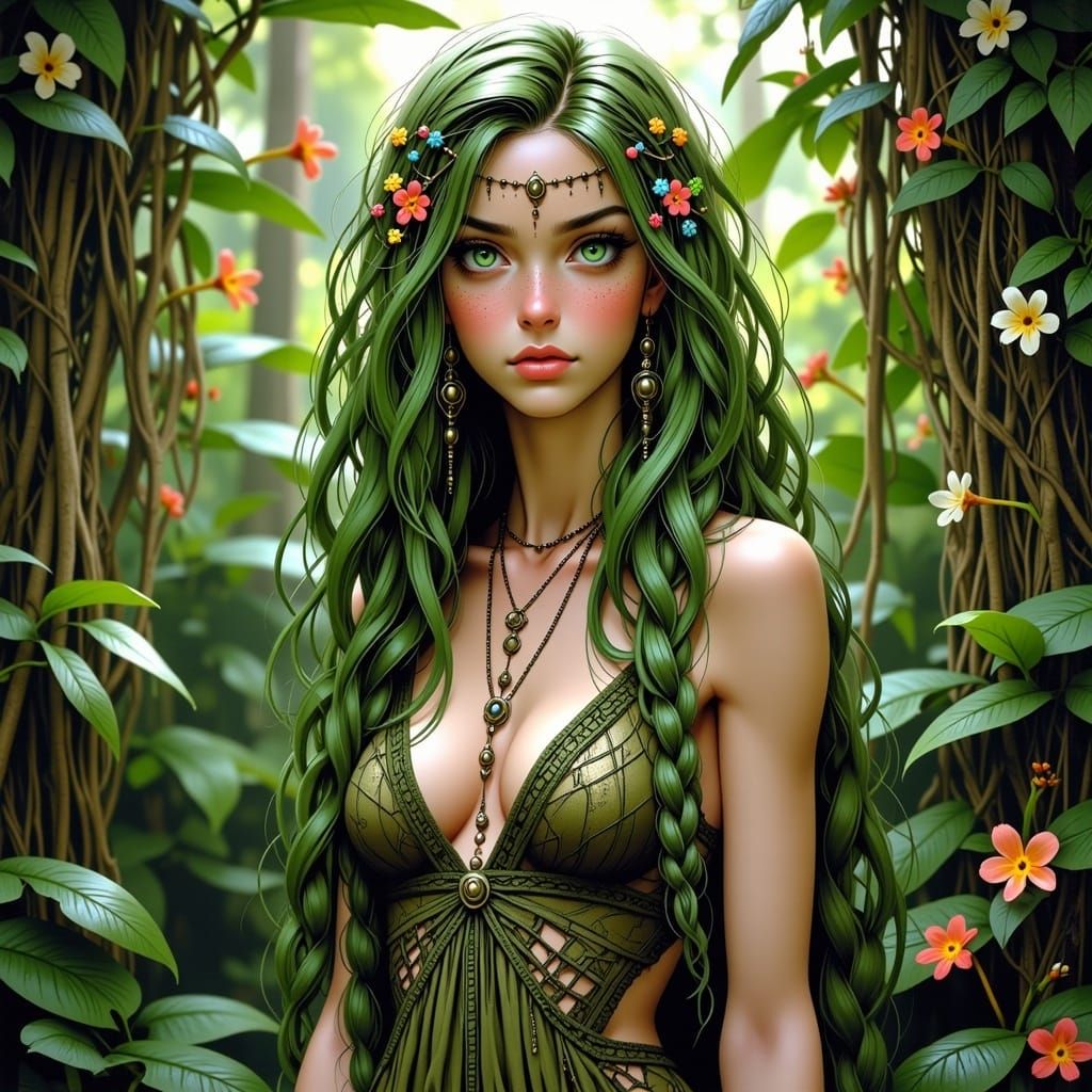 Botanical Professor in Lush Greenhouse, Anime Style