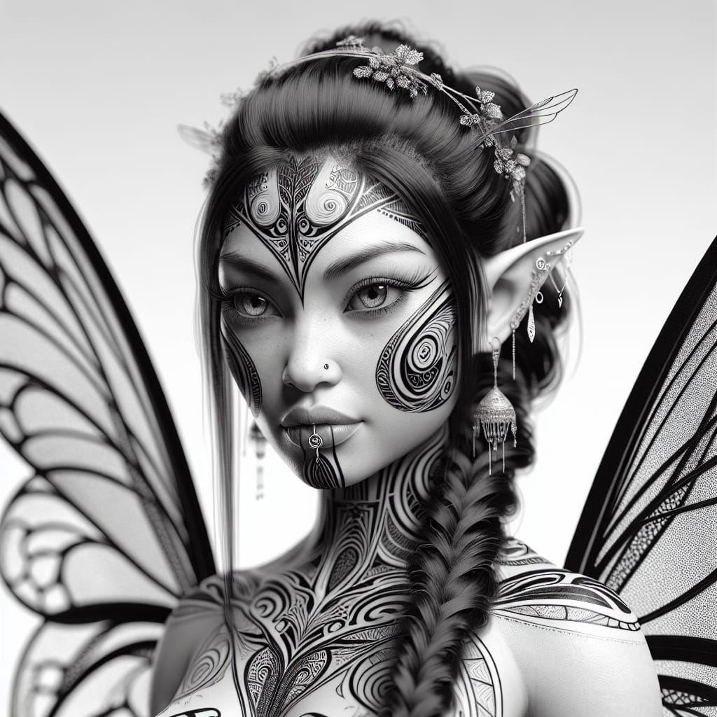 Hyperrealistic Portrait of a Maori Fairy