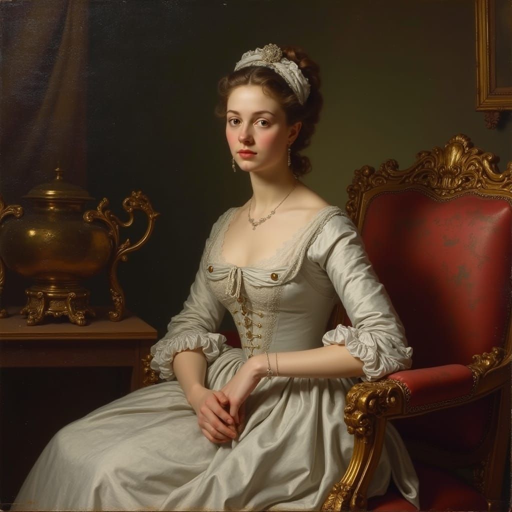 Elegant 18th Century Lady Portrait, Zoffany Style