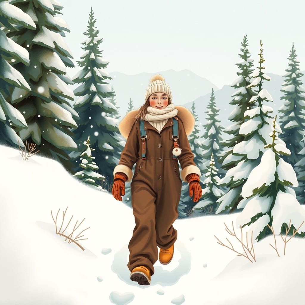 Winter Wonderland Joy in Earthy Brown and White