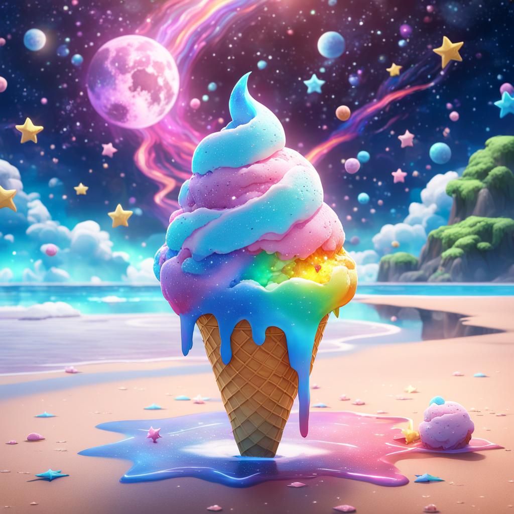 Kawaii Manga Ice Cream on Rainbow Beach
