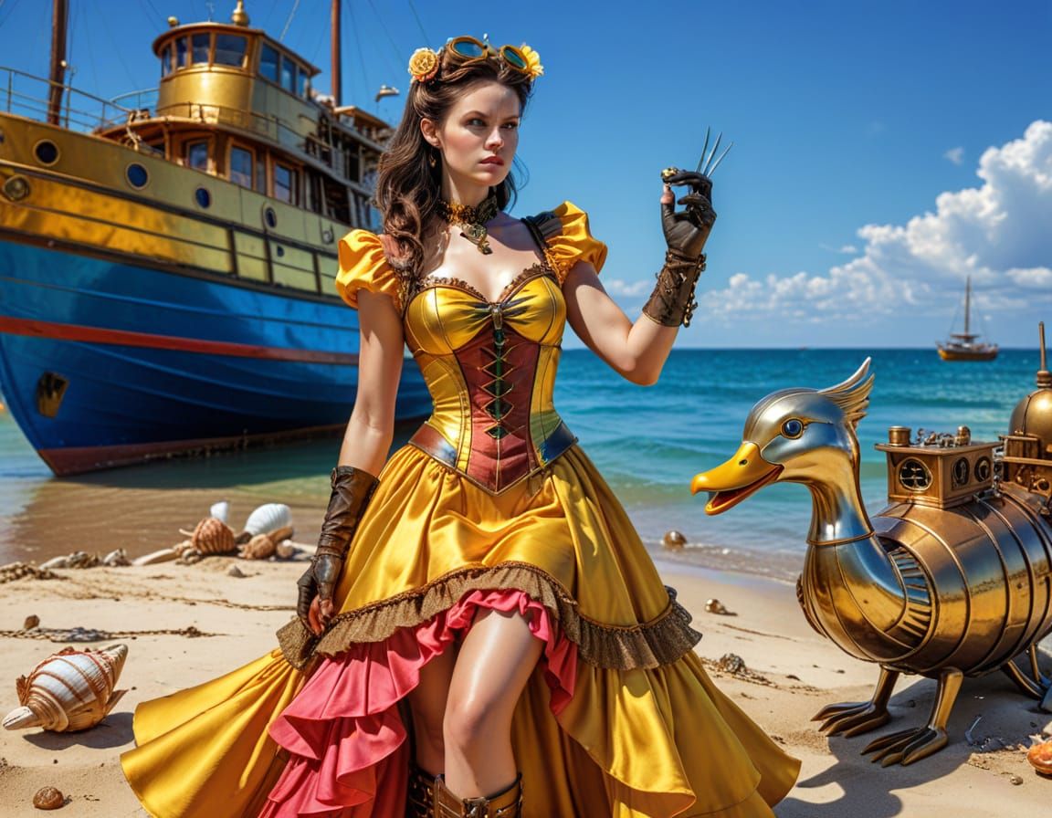 Wolverine's Steampunk Beach Vacation in 3D