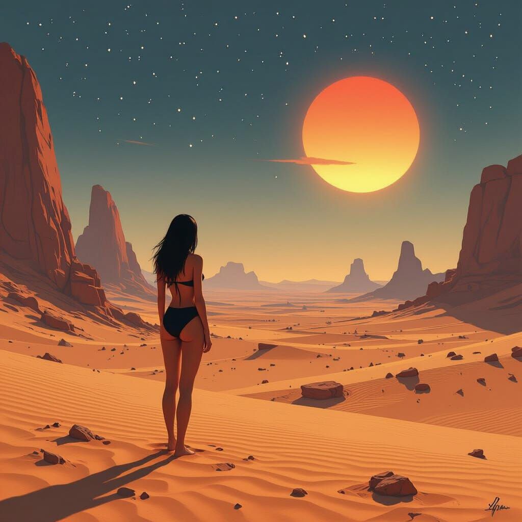 Alien Desert Sunset: A Sci-Fi Vision