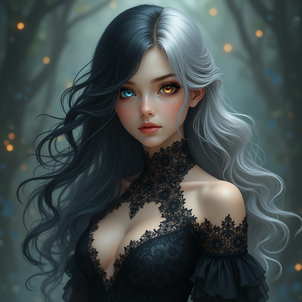 Ethereal Goddess with Whimsical Floral Dress