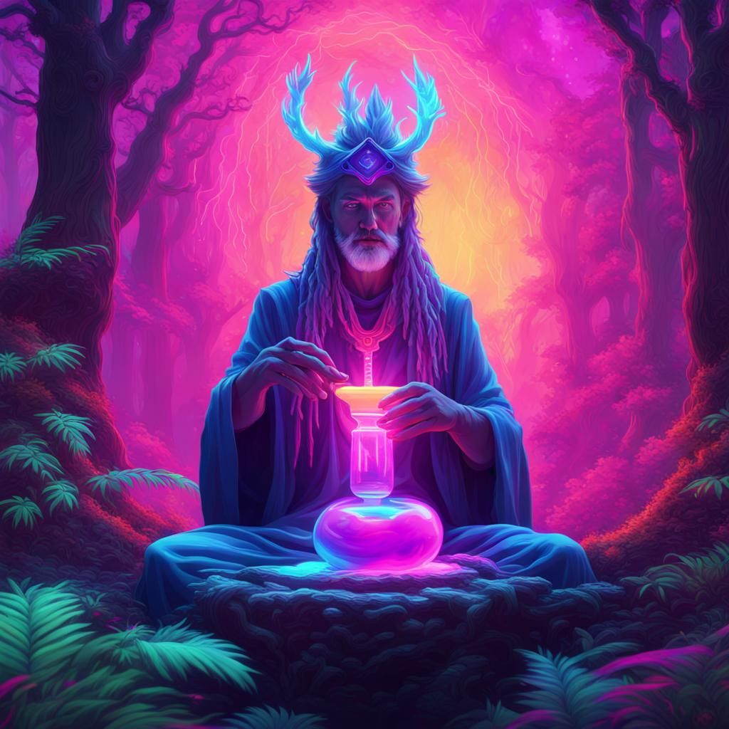 Neon Druid's Synthwave Elixir in Sacred Forest