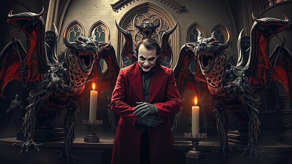 Menacing Figure in Gothic Cathedral, a Dark Horror