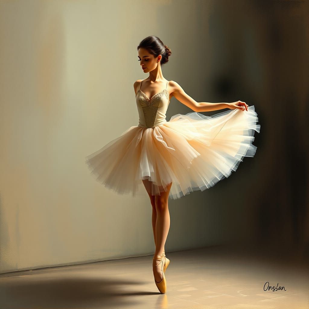 Ballerina Pirouette in Romantic Pastel Style