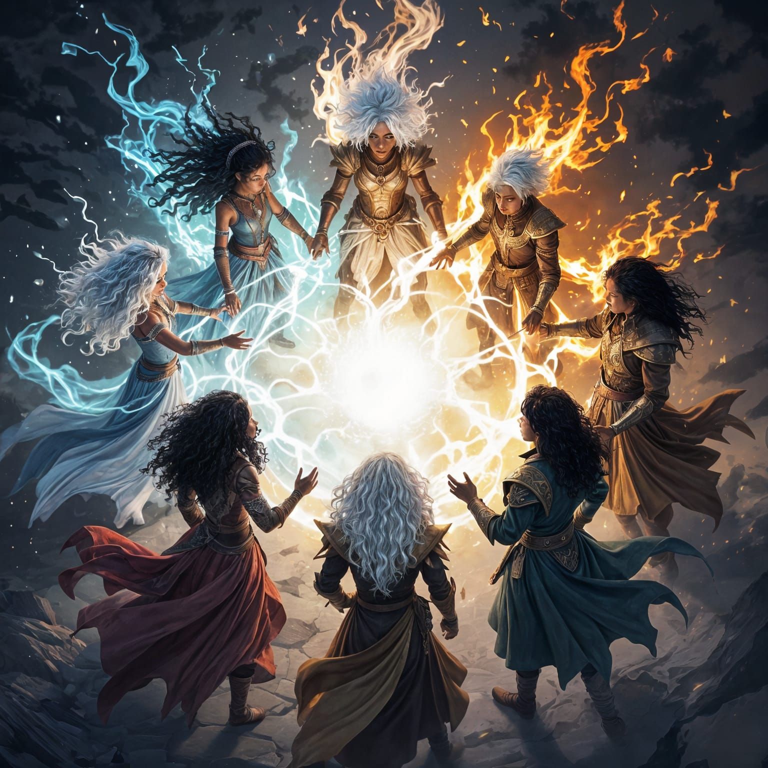 Diverse Clan Leaders of Magic Stand in Circle