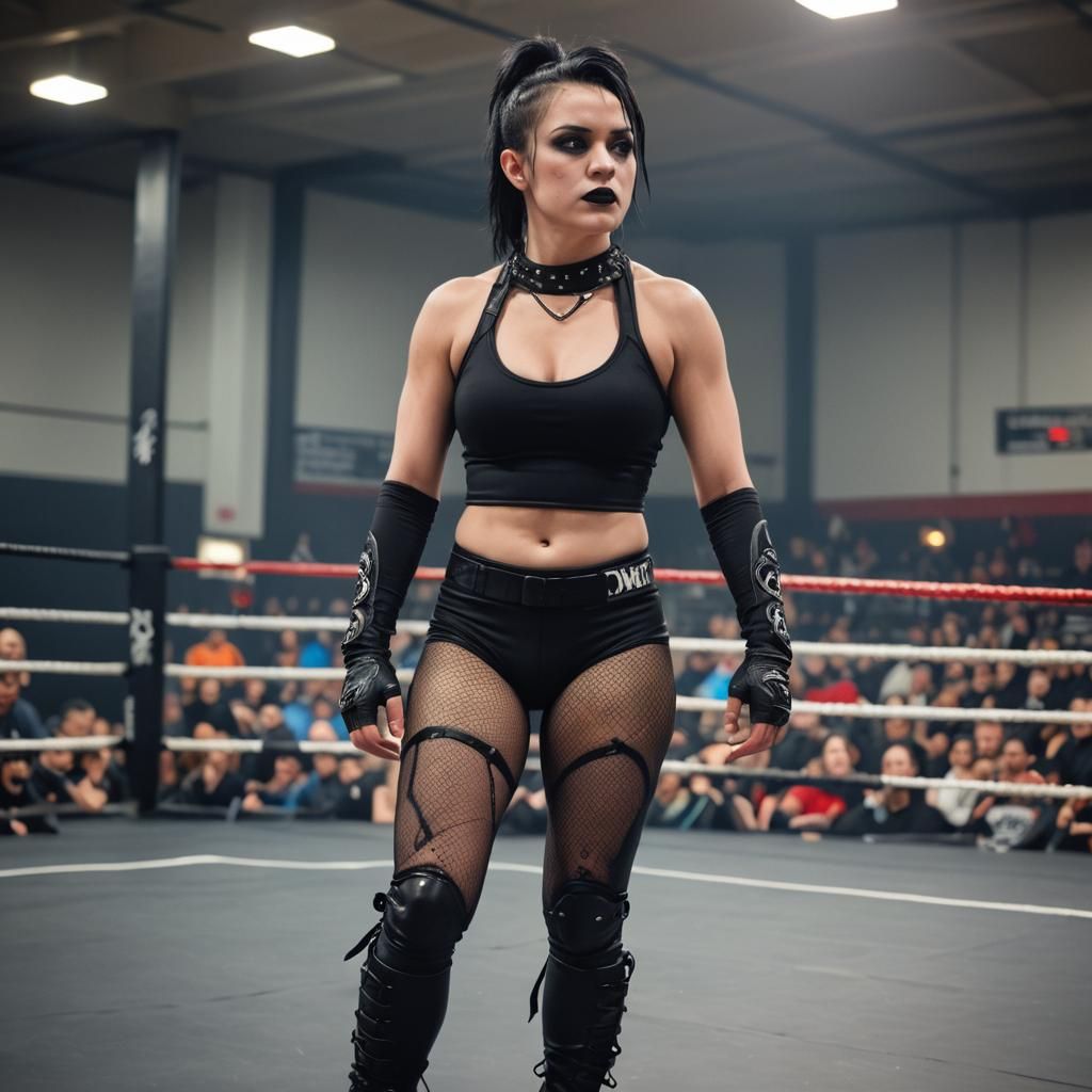 Goth Pro Wrestler in Ring, Professional Photography