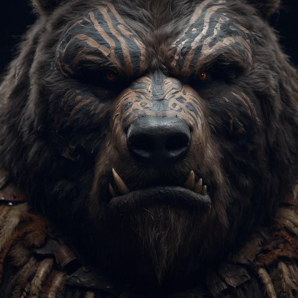 Grumpy Kodiak Bear Barbarian in Elemental Darkness
