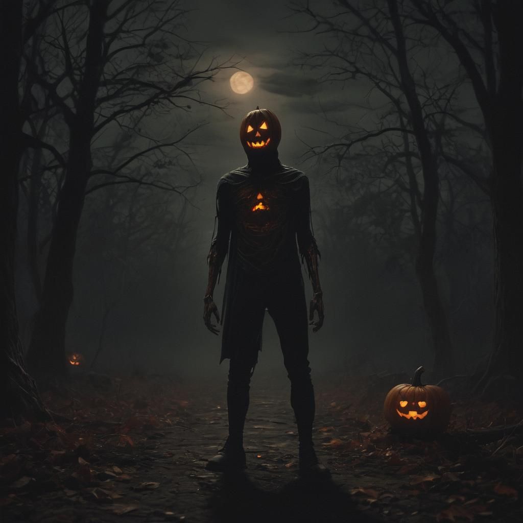 Frightening Jack O'Lantern in Eerie Setting
