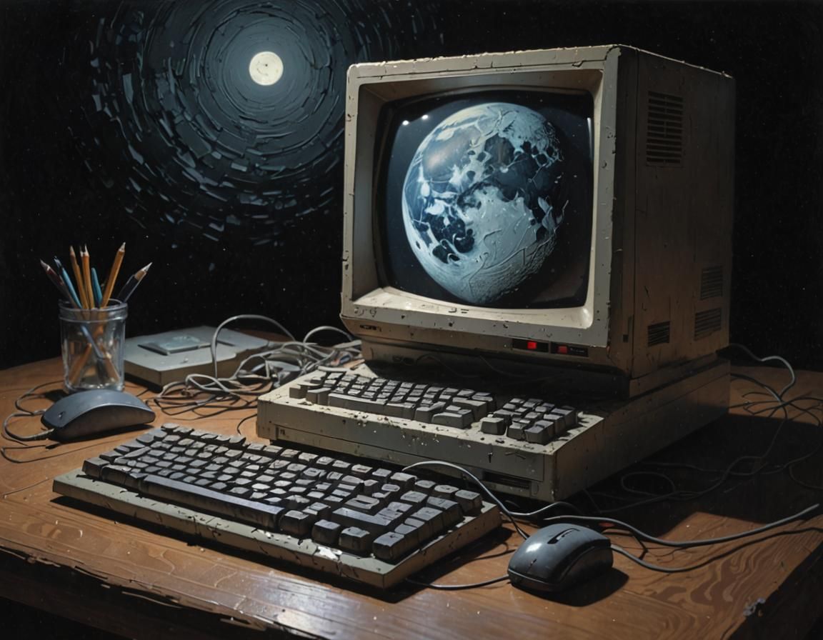 Forgotten Computer Still Life in Impasto Style