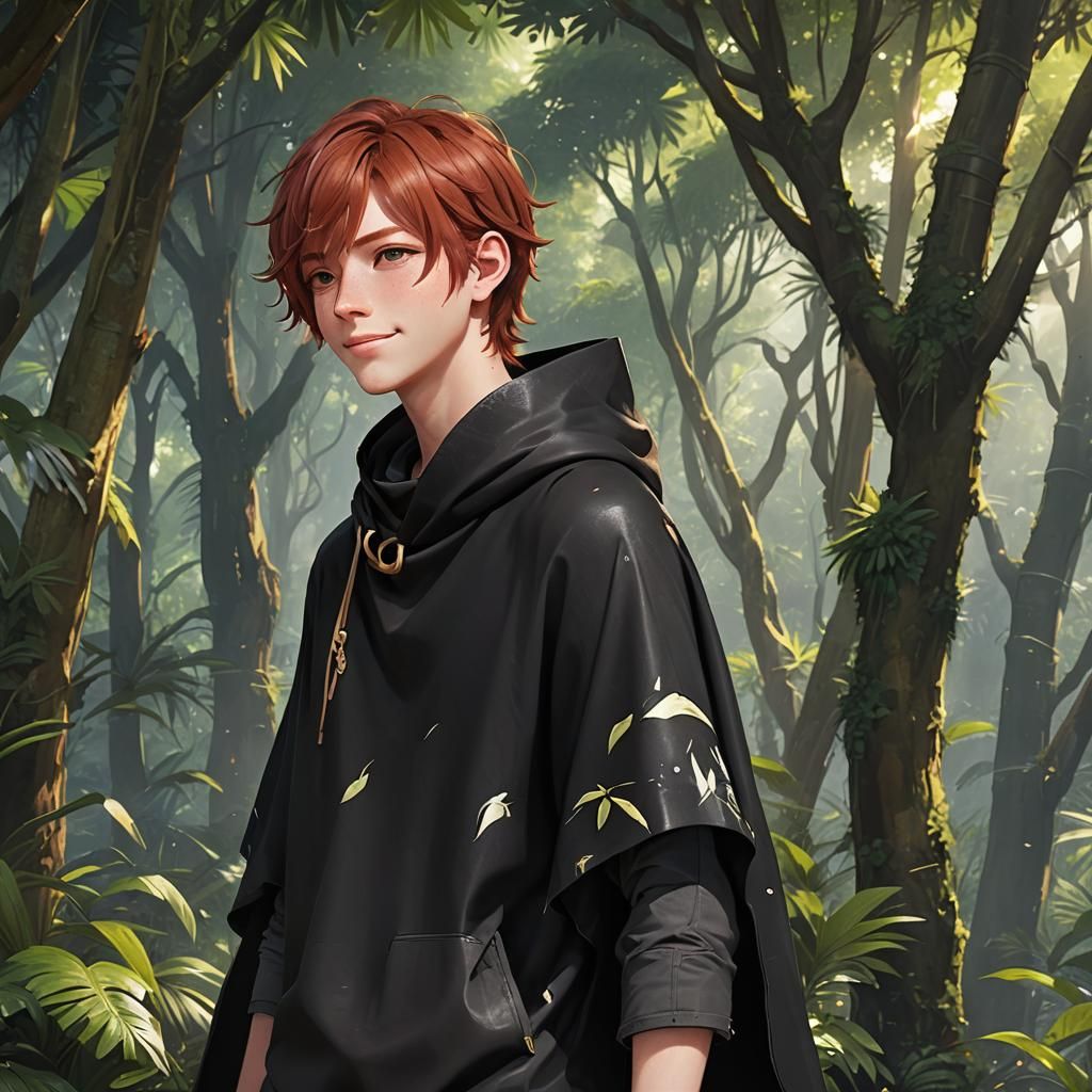 Teen Boy in Jungle: 3D Anime Art