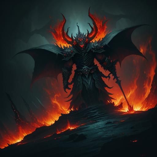 Demonic Lamborghini Conjured in Hellfire, Dark Surrealism