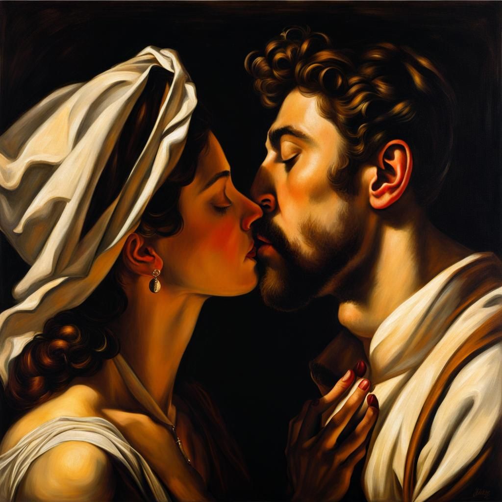 Baroque Kiss: A Caravaggio-Inspired Embrace