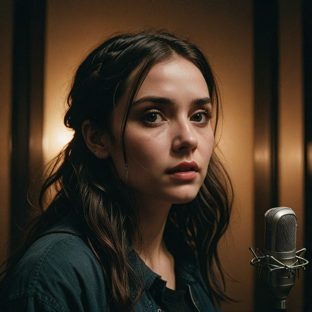 Vocalist in Moody Home Studio, Soft 35mm Film Lighting