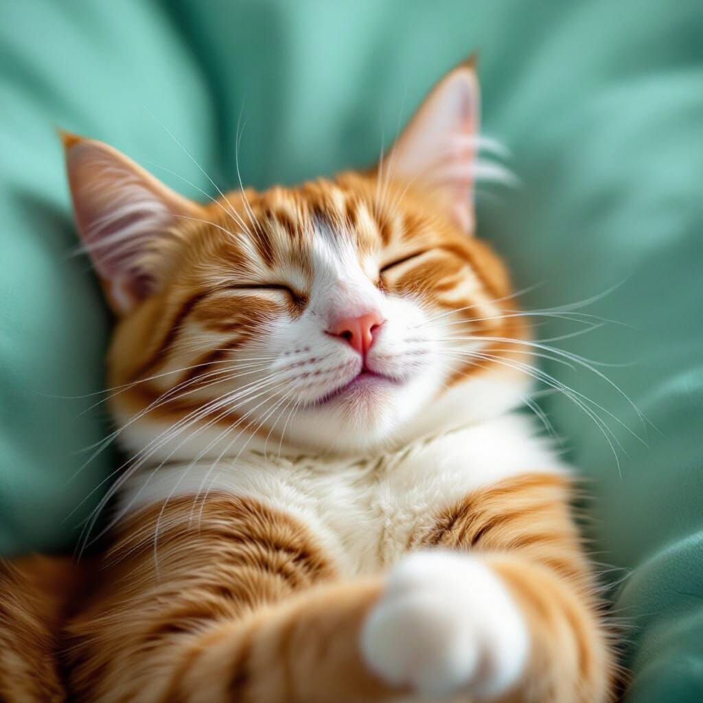 Close-Up Photo Of Orange Tabby Cat Licking Paws