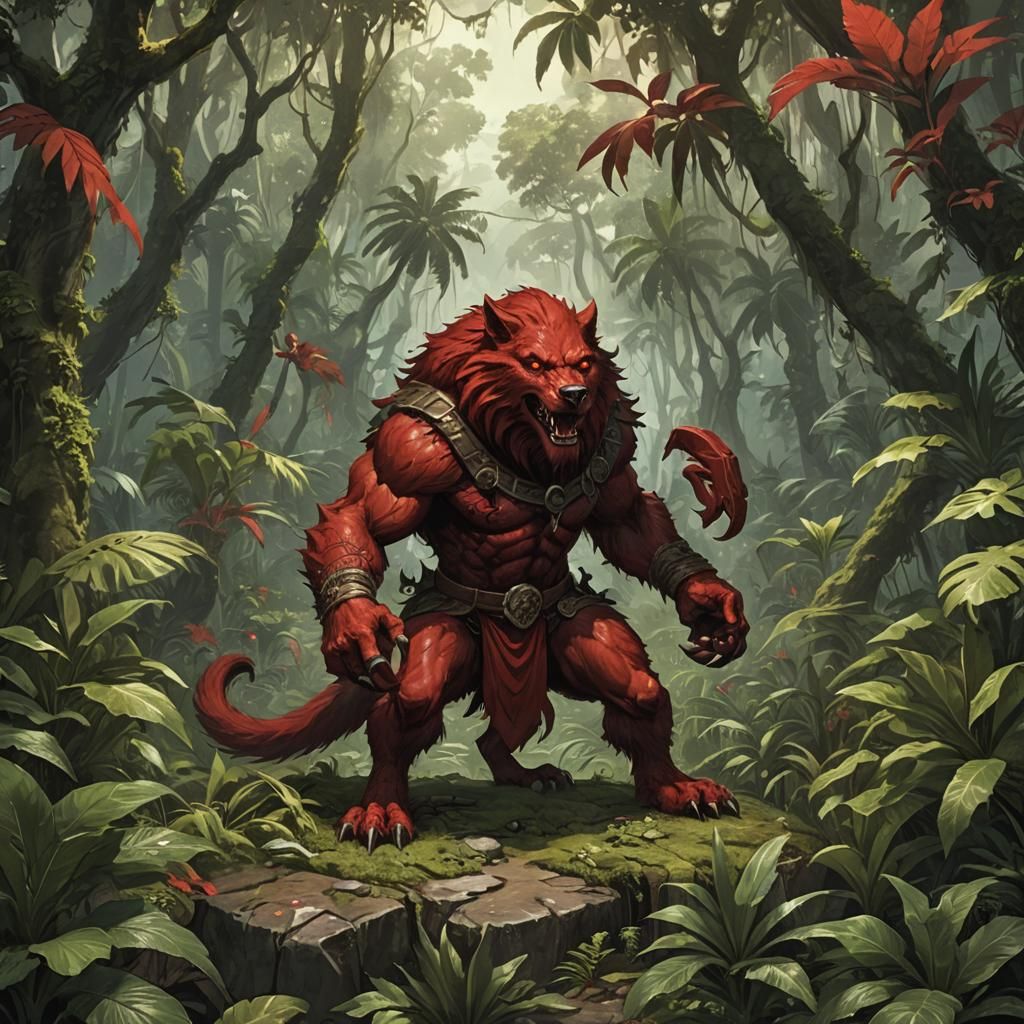 Red Werewolf on Jungle Island: Fantasycore Stygian