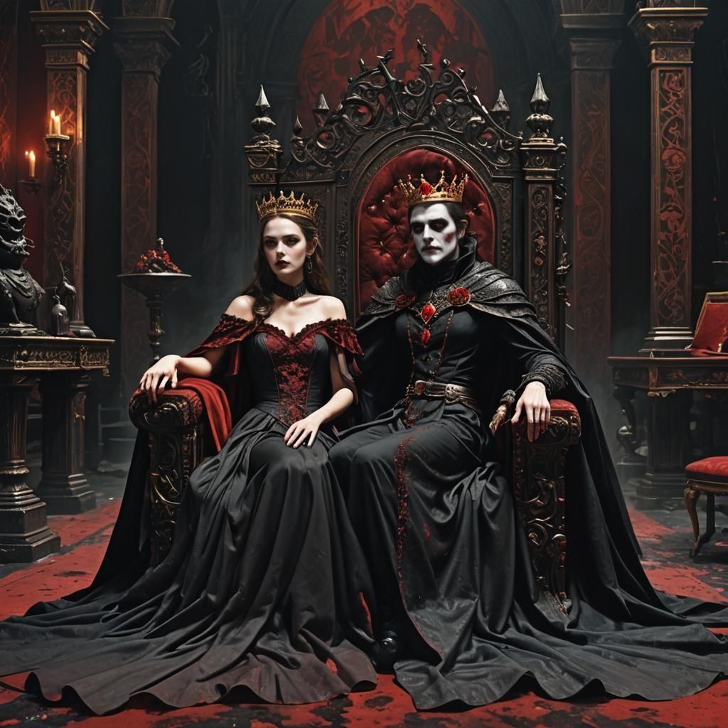 Vampire Queen on Throne: Detailed Matte Painting