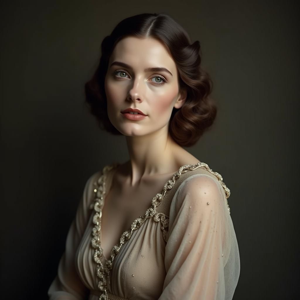 Elegant Woman Portrait in 1930s Style