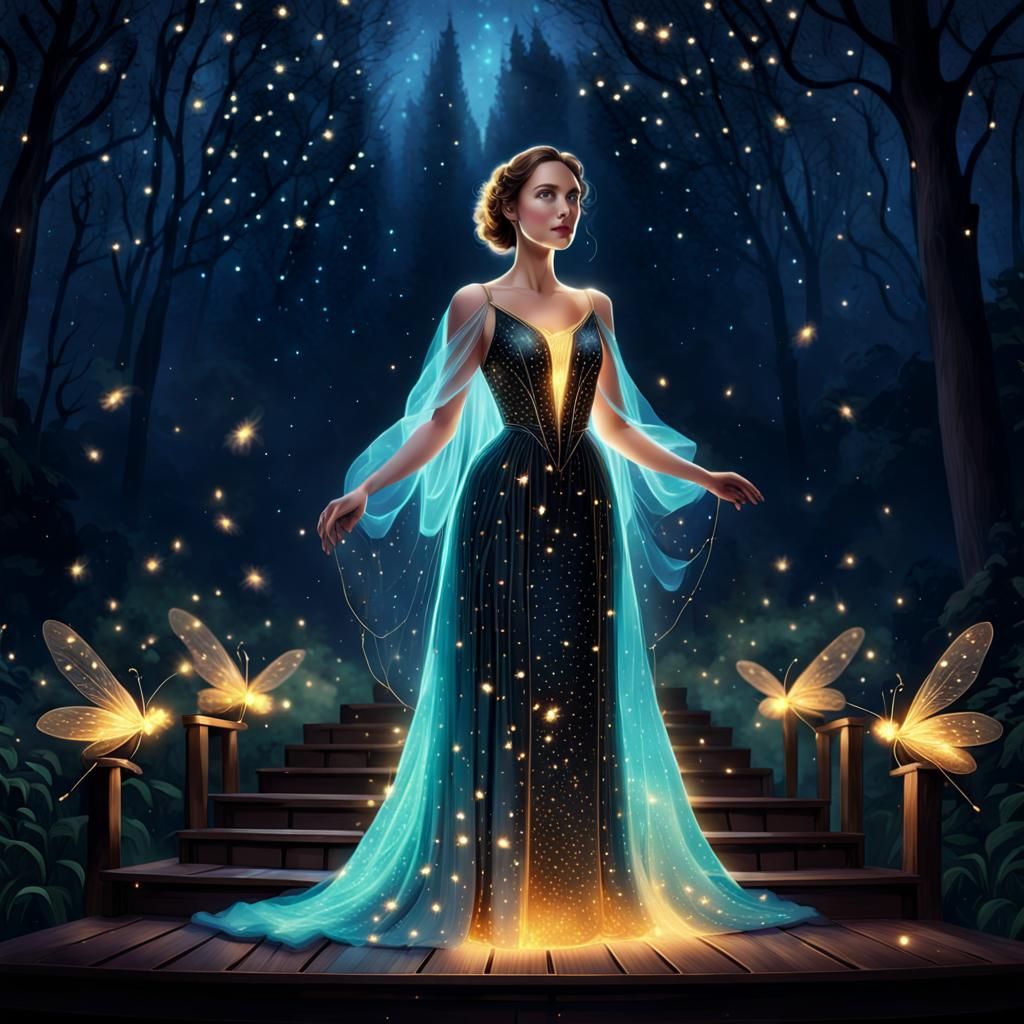 Firefly Gown on Platform with Majestic Background