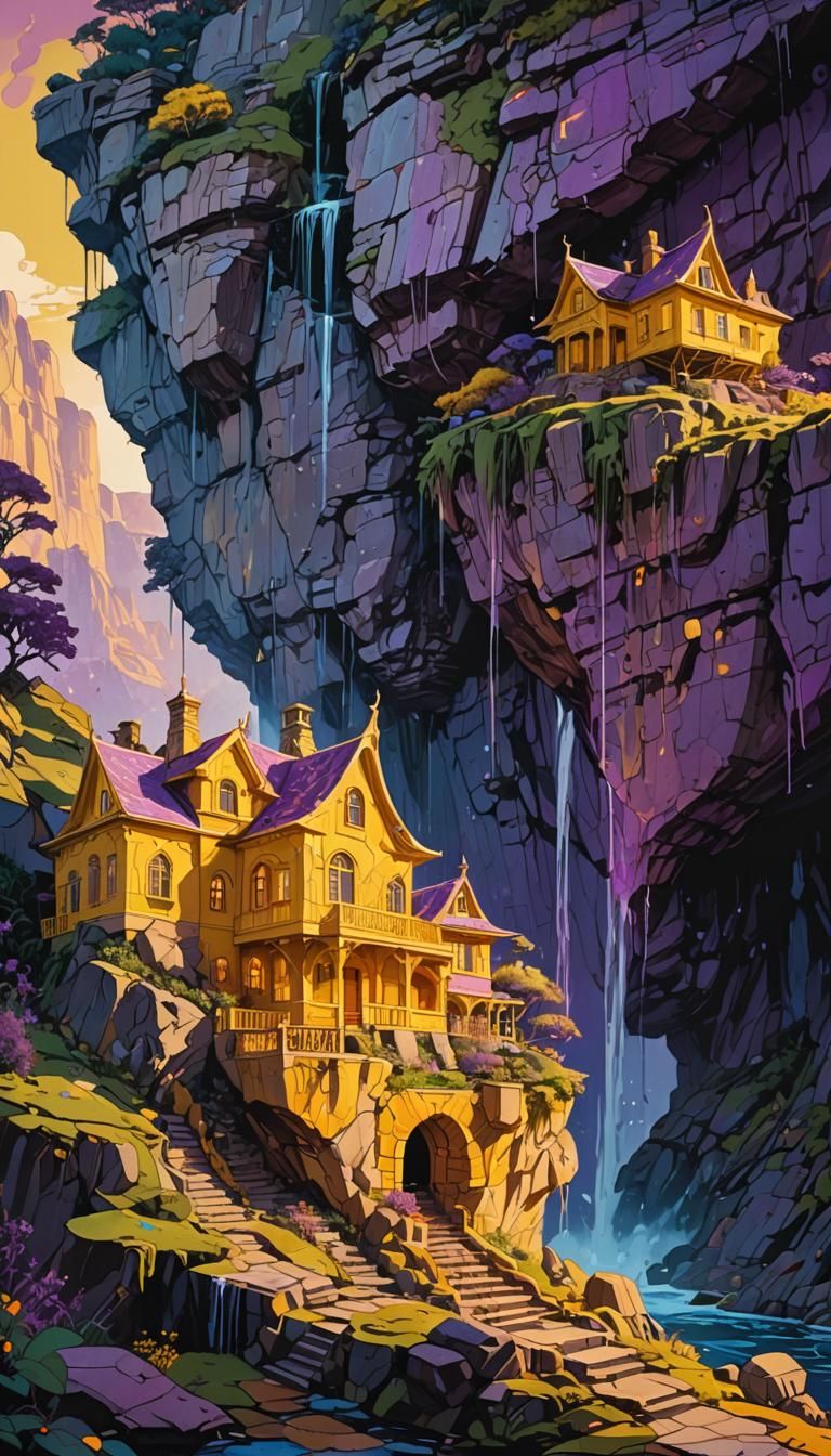 Impossible Cliffside House: Hypermodernism Splash Art