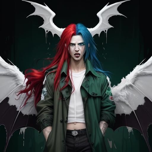 Red-haired Demon Meets Blue-haired Angel in Graffiti Art