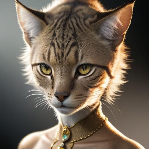 Elegant Tabaxi Portrait with Bokeh Effect