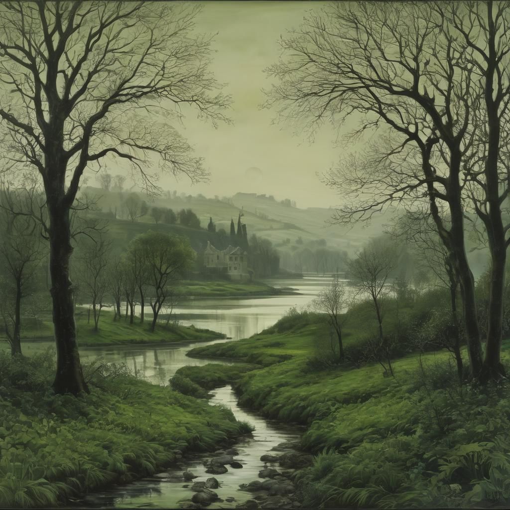 Encaustic Landscape in Tonalist Style