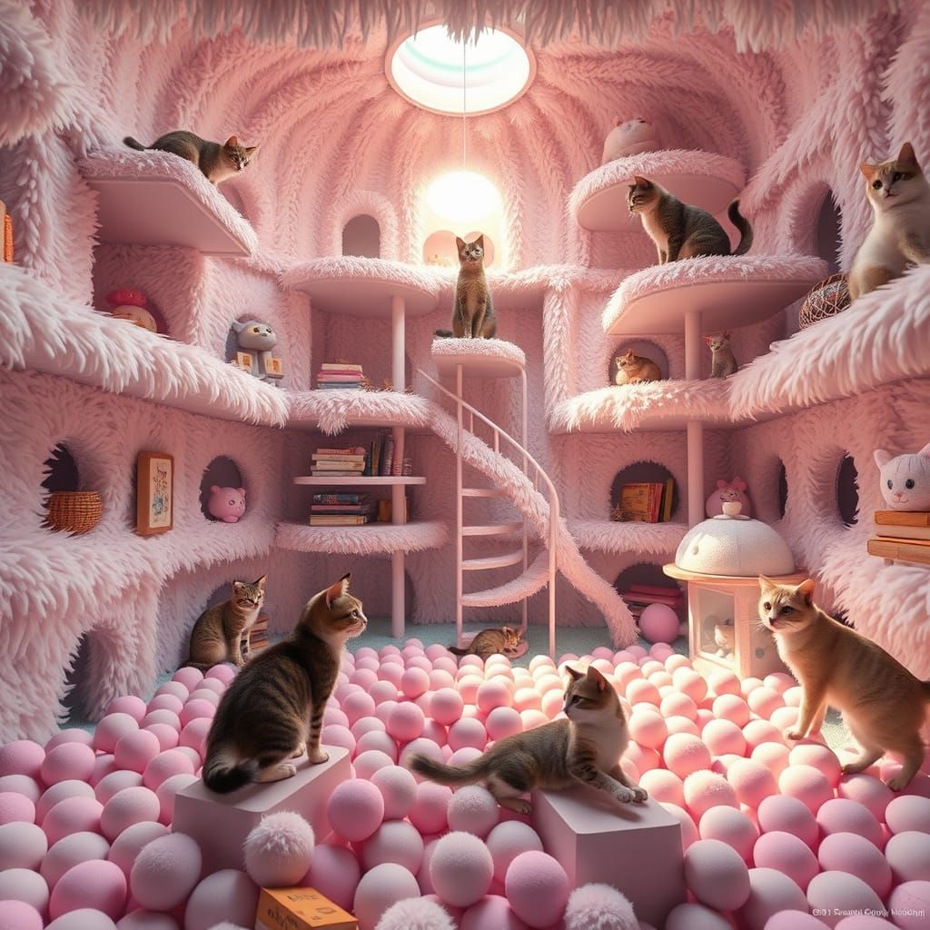 Cute Cat Playground Center with Ball Pit