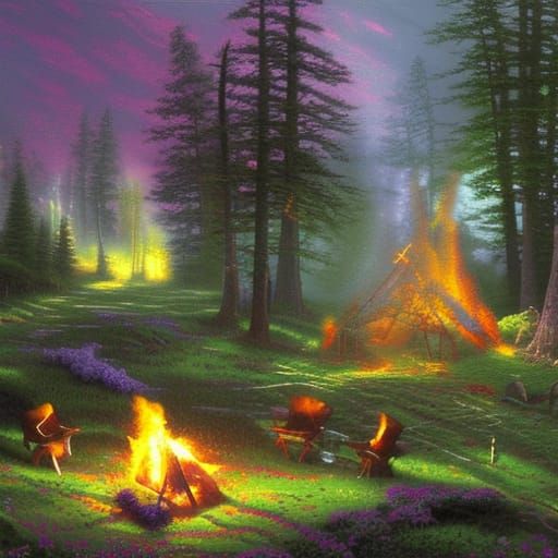 Ethereal Campfire with Green Flames
