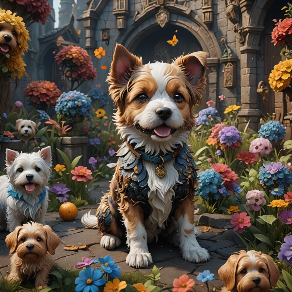 Cute Dog in Detailed Matte Painting