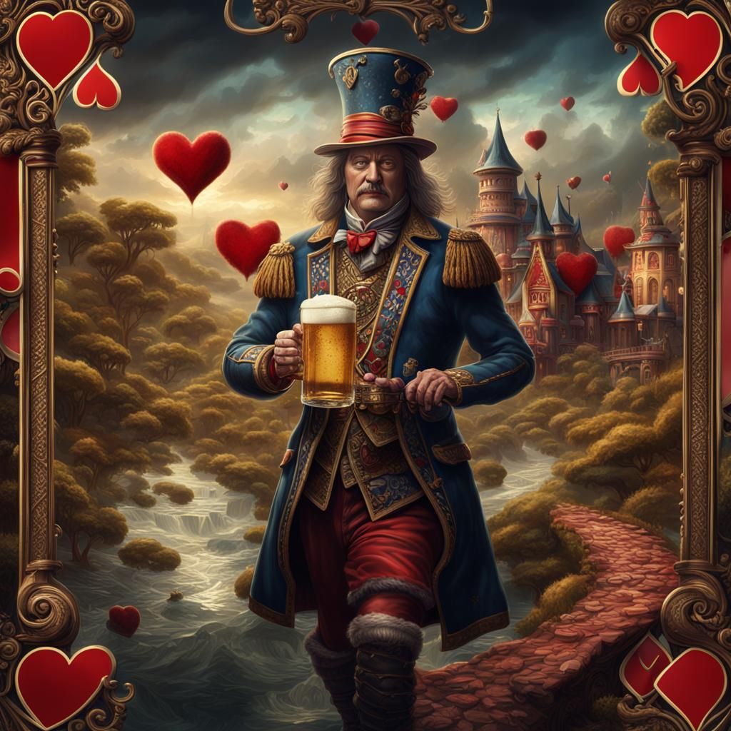Jack of Hearts Drinking Beer in Wonderland