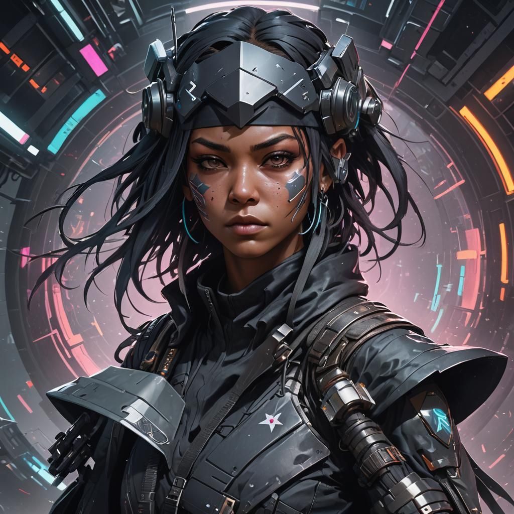 Cyberpunk Ninja Portrait in Hyperdetailed 8k