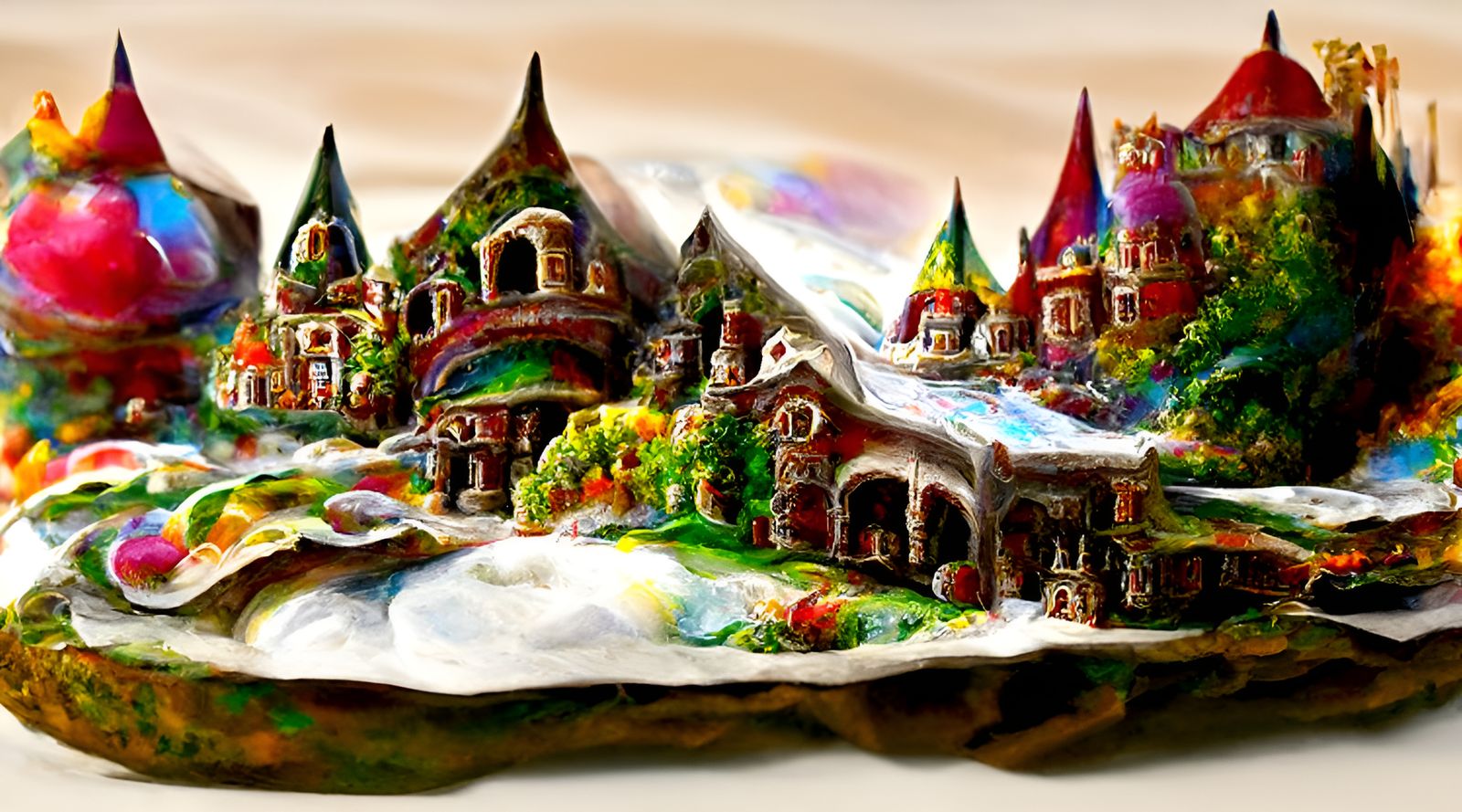 Fantasy Gingerbread Palace in Vibrant Candyland Wonderland