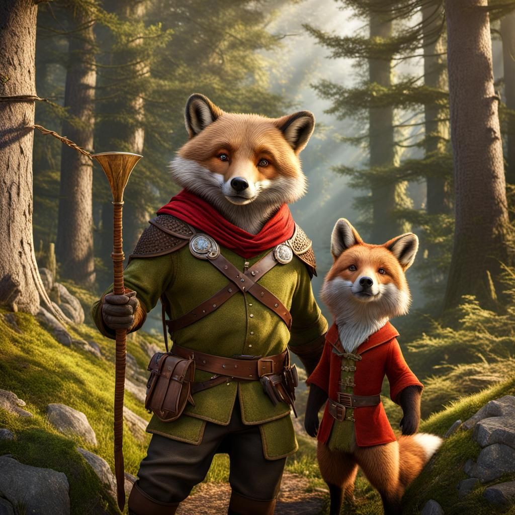 Robin Hood as Red Fox with Little John