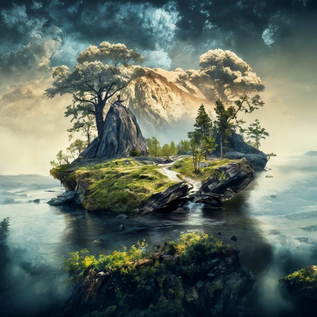 Lush Waterfall Landscape in Detailed Photography Style