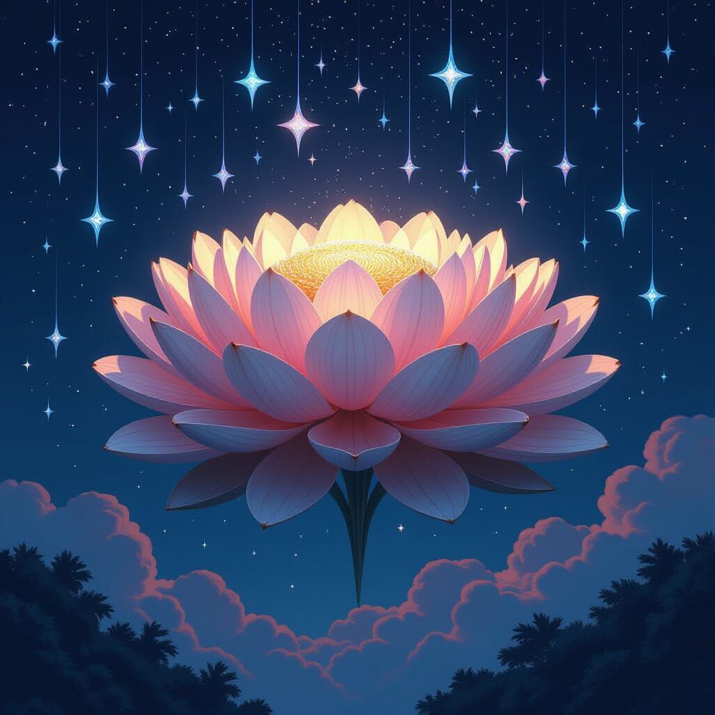 Colossal Flower Space Station with Diamond Starfall