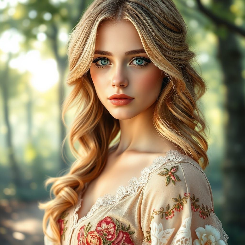 Elegant Victorian-Inspired Portrait in Watercolor