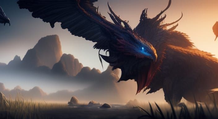 Majestic Dragon in Wilderness: Cinematic Digital Art