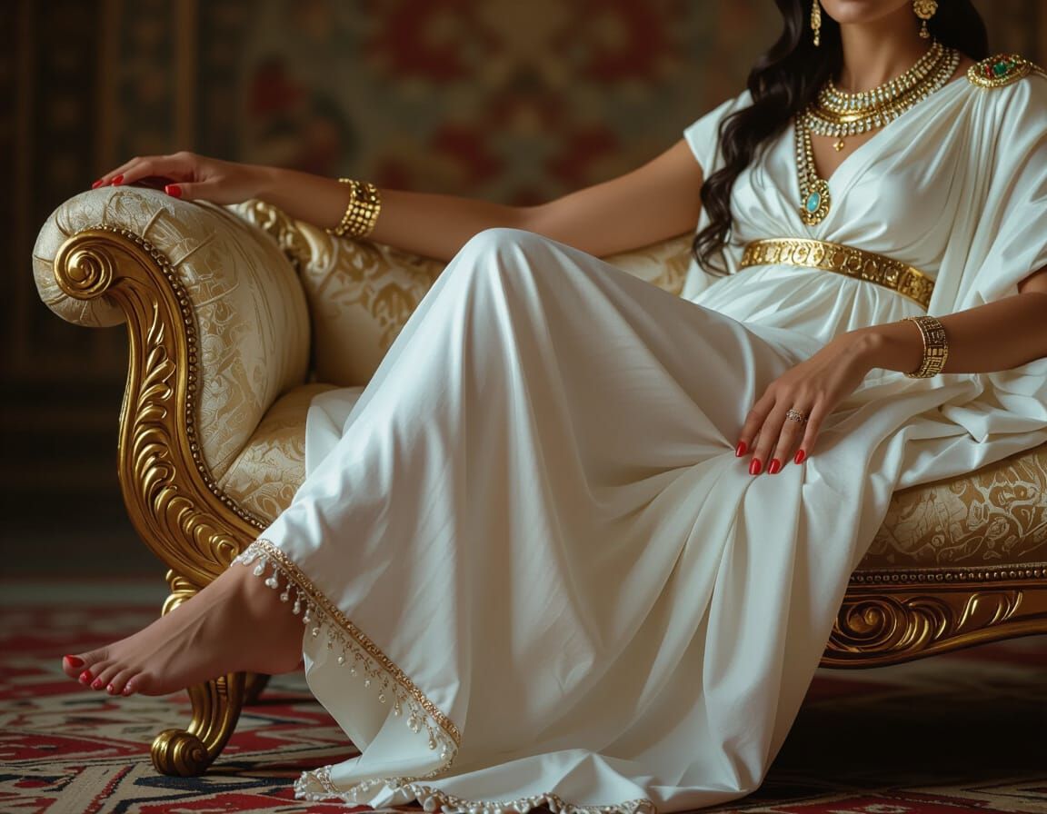Empress of Rome Lounging, Red Toenails, Studio Portrait