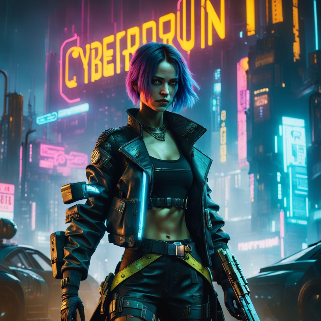 Cyberpunk Armored Woman in Steampunk Industrial Scene