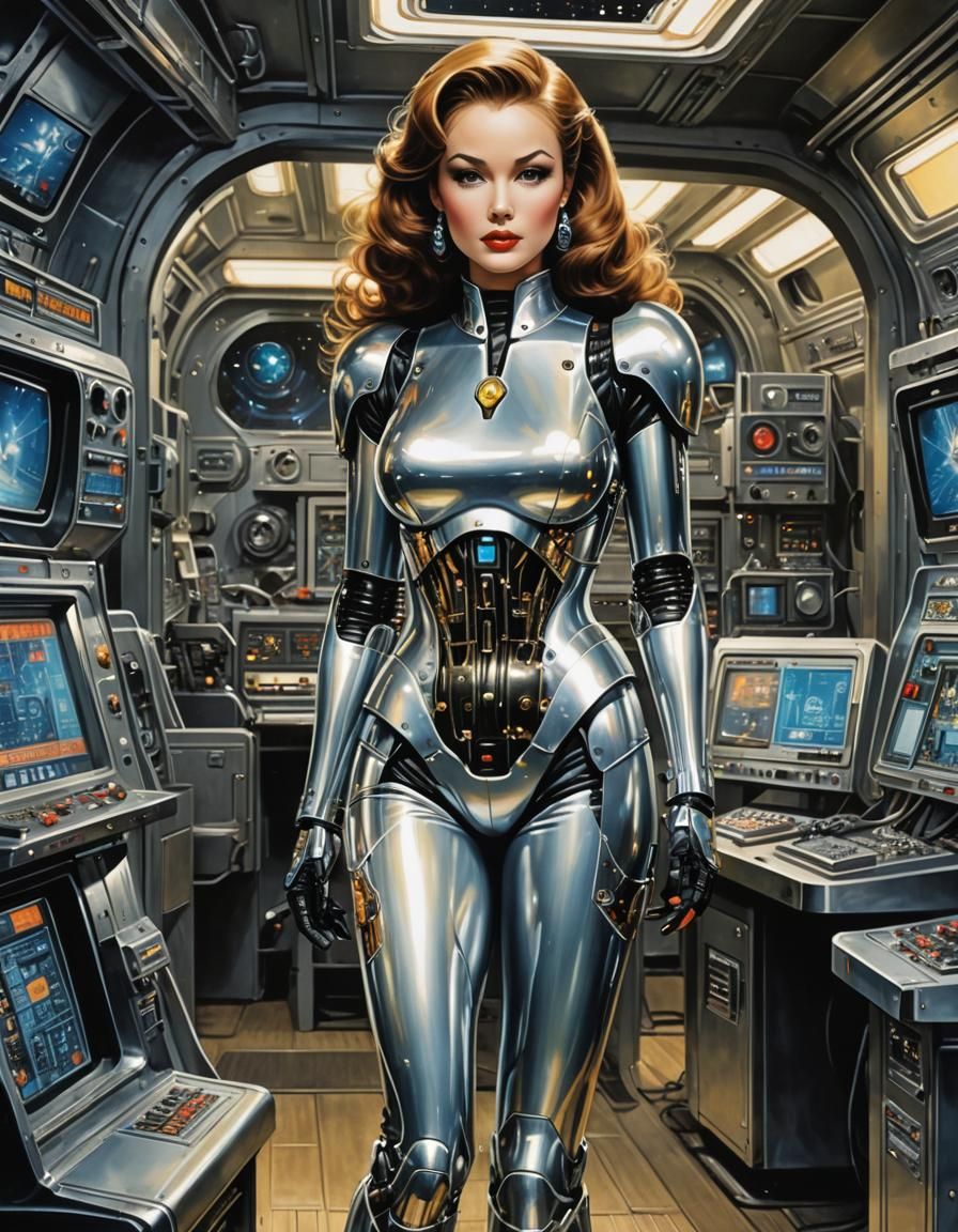 Robotic Pinup in Sorayama Style, Space Opera