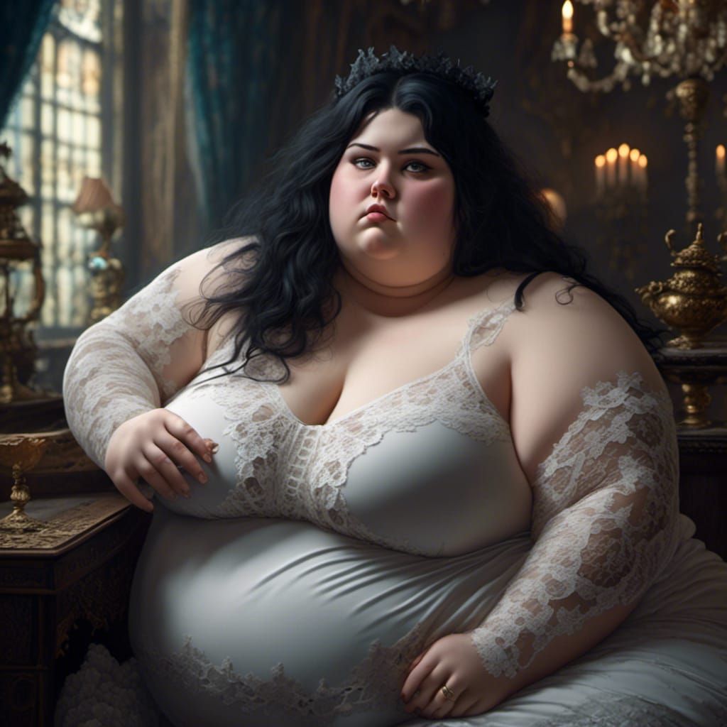 Realistic Photo of Curvy Woman in Lace Catsuit