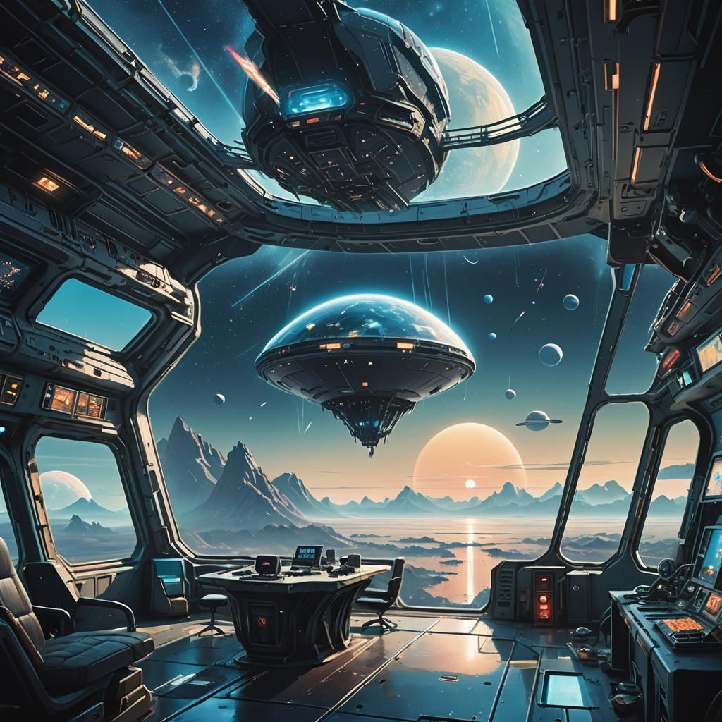 Aliens Gaze at Earth from Spaceship