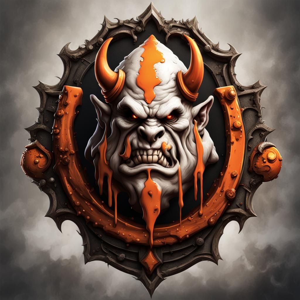 Ogre Blood Bowl Team Badge in Gothic Baroque Style