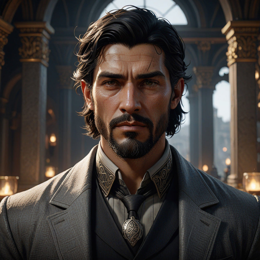 Elegant Irish Gentleman in Triadic Colors Concept Art