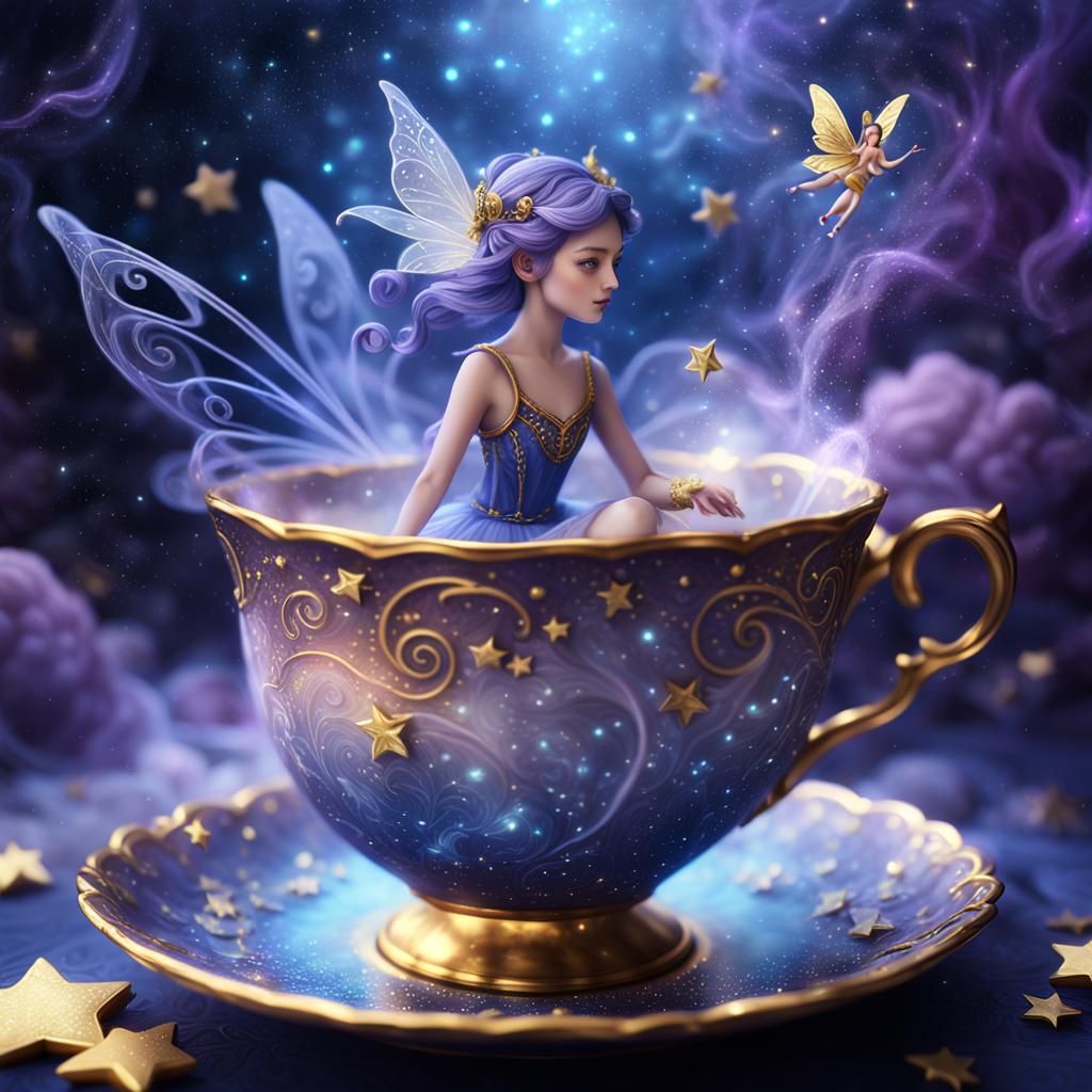Fairy in Mystical Teacup: Fantasy Concept Art