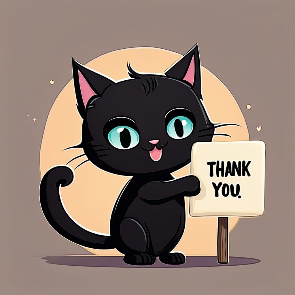 Chibi Black Cat Says Thank You